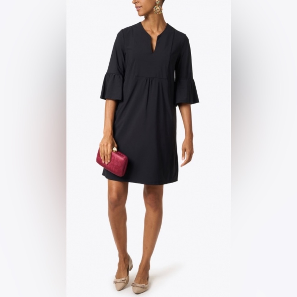 Jude Connally Black Dress with Flared Sleeves